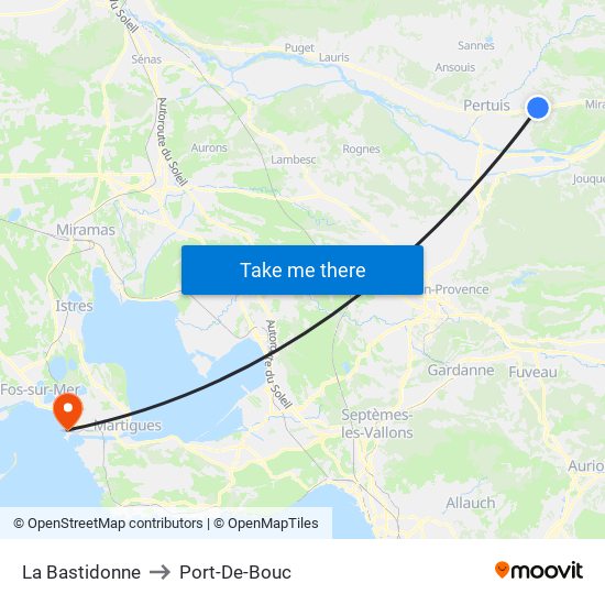 La Bastidonne to Port-De-Bouc map