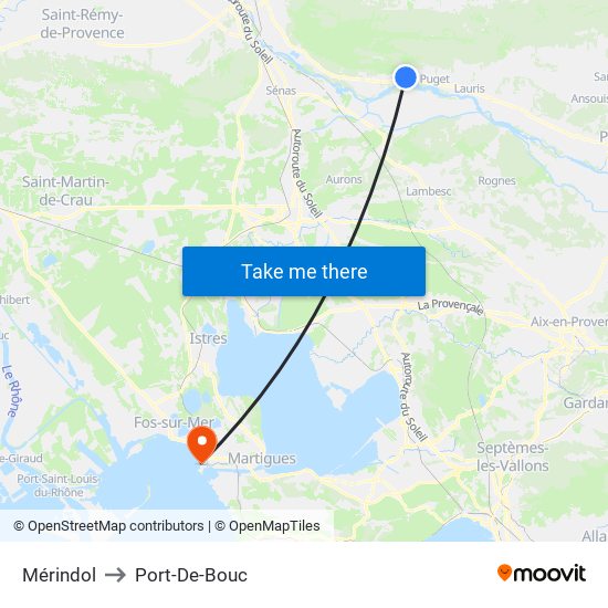 Mérindol to Port-De-Bouc map
