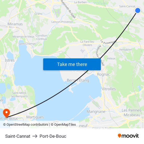 Saint-Cannat to Port-De-Bouc map