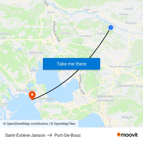 Saint-Estève-Janson to Port-De-Bouc map