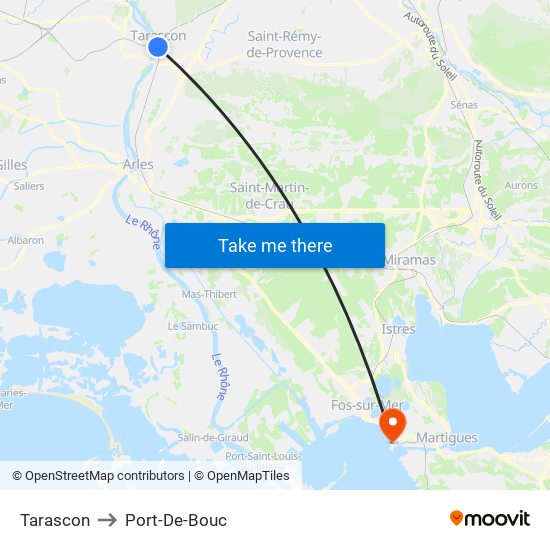 Tarascon to Port-De-Bouc map