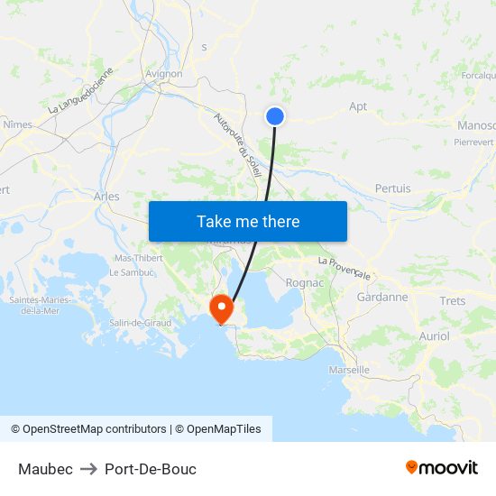 Maubec to Port-De-Bouc map
