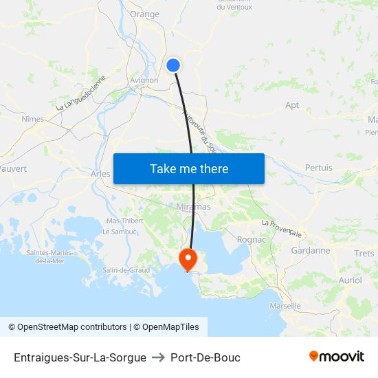 Entraigues-Sur-La-Sorgue to Port-De-Bouc map