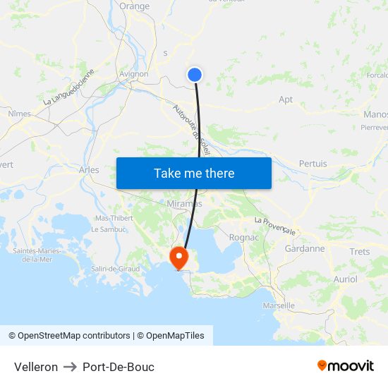 Velleron to Port-De-Bouc map