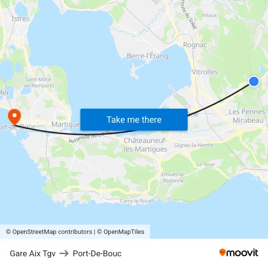 Gare Aix Tgv to Port-De-Bouc map