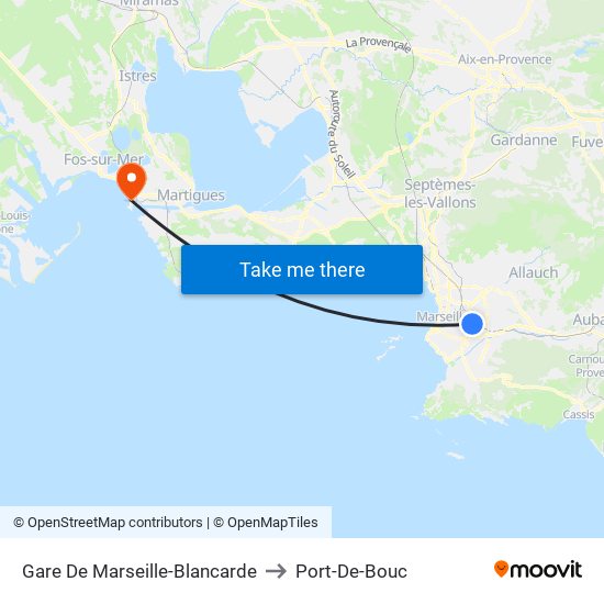 Gare De Marseille-Blancarde to Port-De-Bouc map