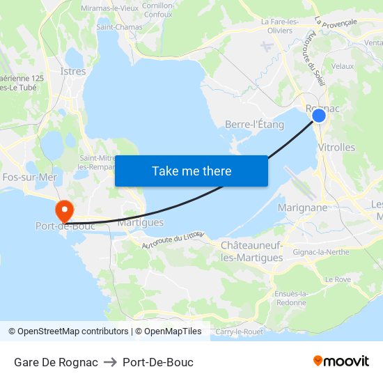 Gare De Rognac to Port-De-Bouc map