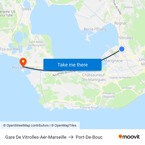 Gare De Vitrolles-Aér-Marseille to Port-De-Bouc map