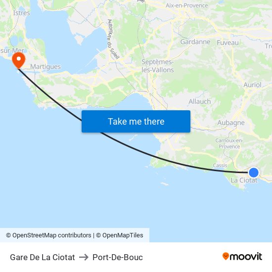 Gare De La Ciotat to Port-De-Bouc map