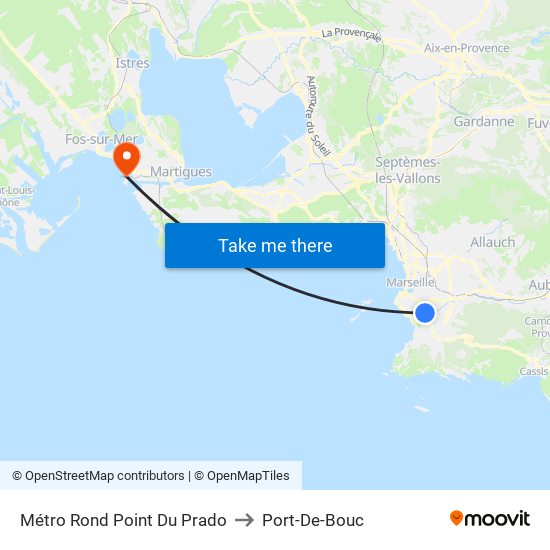 Métro Rond Point Du Prado to Port-De-Bouc map