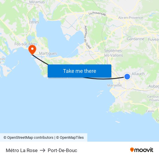 Métro La Rose to Port-De-Bouc map