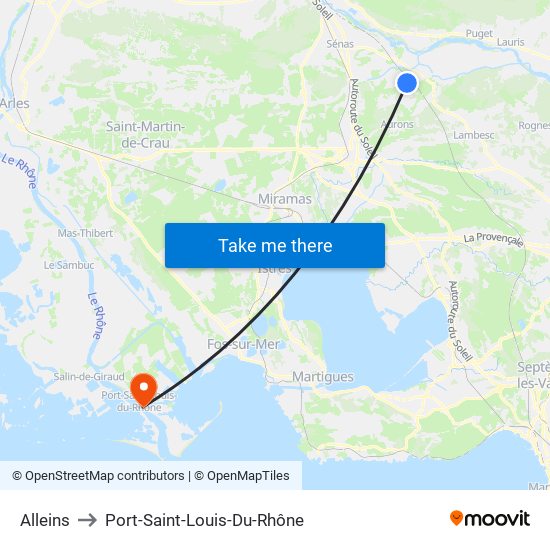 Alleins to Port-Saint-Louis-Du-Rhône map