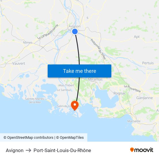 Avignon to Port-Saint-Louis-Du-Rhône map