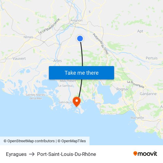 Eyragues to Port-Saint-Louis-Du-Rhône map