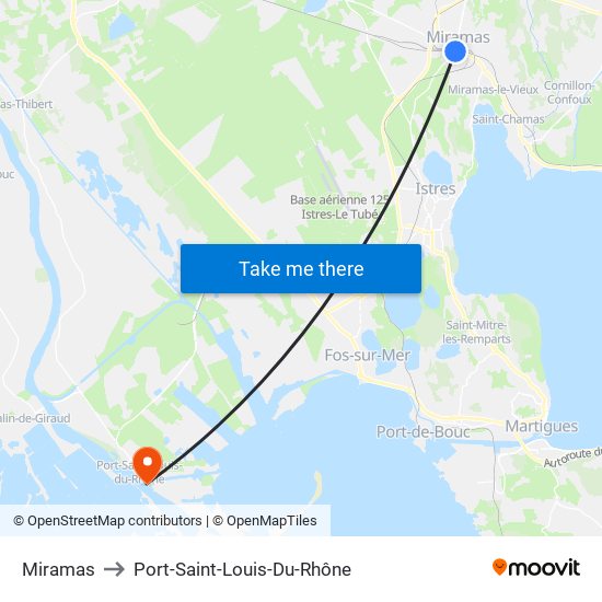 Miramas to Port-Saint-Louis-Du-Rhône map