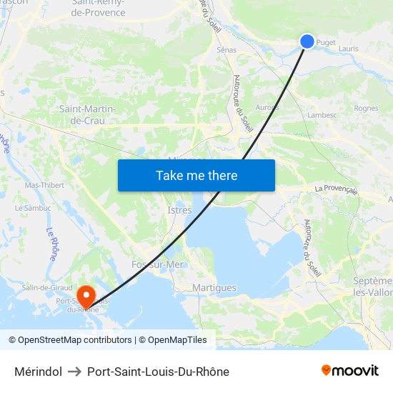 Mérindol to Port-Saint-Louis-Du-Rhône map