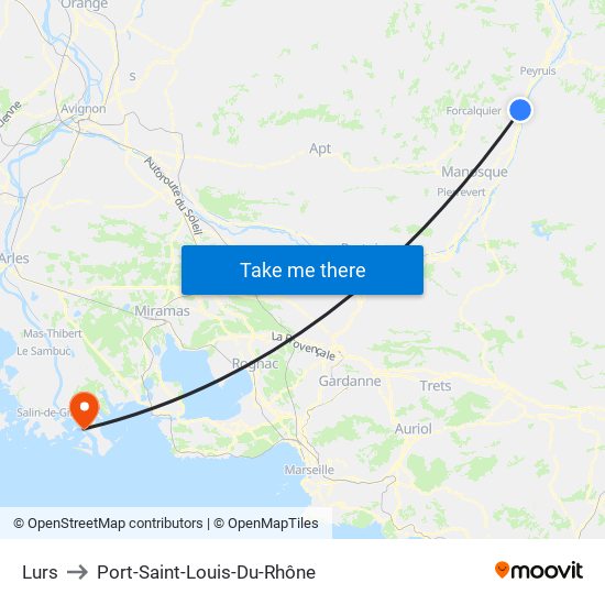 Lurs to Port-Saint-Louis-Du-Rhône map