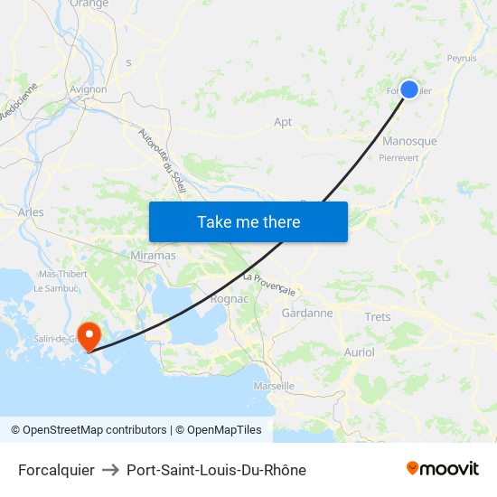 Forcalquier to Port-Saint-Louis-Du-Rhône map