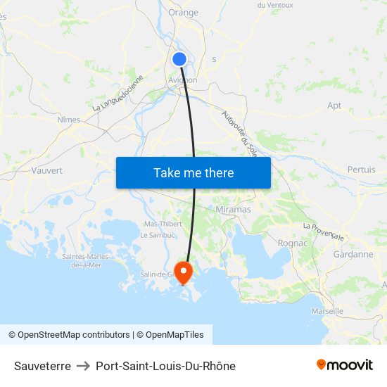 Sauveterre to Port-Saint-Louis-Du-Rhône map