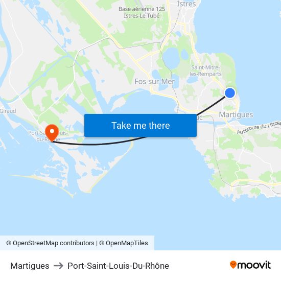 Martigues to Port-Saint-Louis-Du-Rhône map
