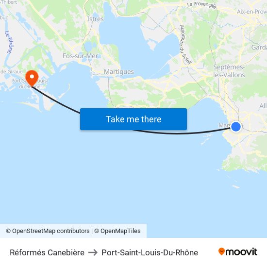 Réformés Canebière to Port-Saint-Louis-Du-Rhône map