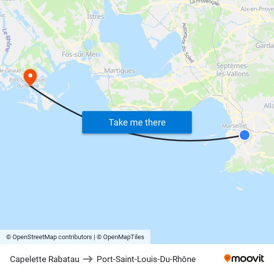 Capelette Rabatau to Port-Saint-Louis-Du-Rhône map