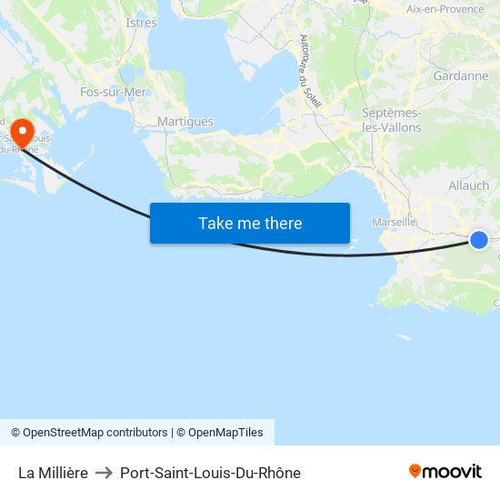 La Millière to Port-Saint-Louis-Du-Rhône map