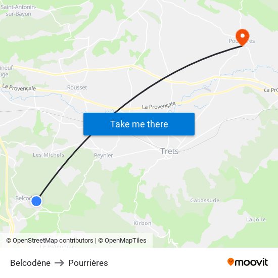 Belcodène to Pourrières map