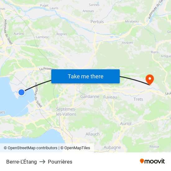 Berre-L'Étang to Pourrières map