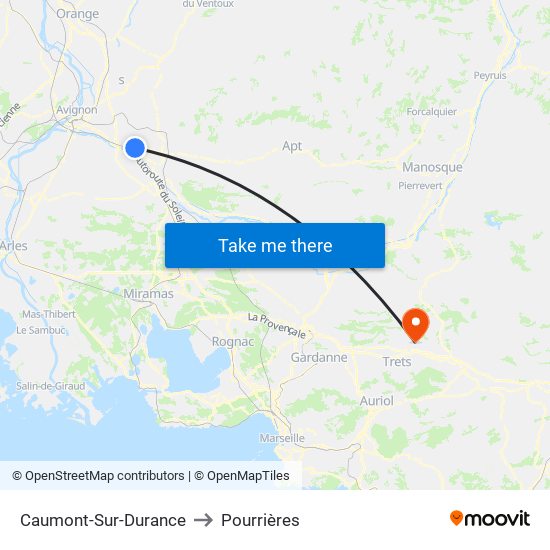 Caumont-Sur-Durance to Pourrières map