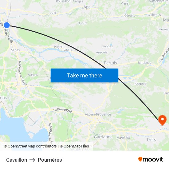 Cavaillon to Pourrières map