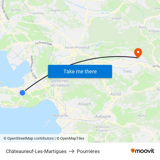 Châteauneuf-Les-Martigues to Pourrières map