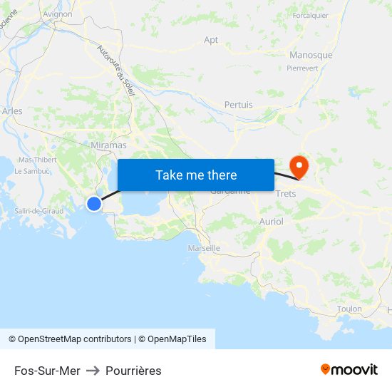 Fos-Sur-Mer to Pourrières map