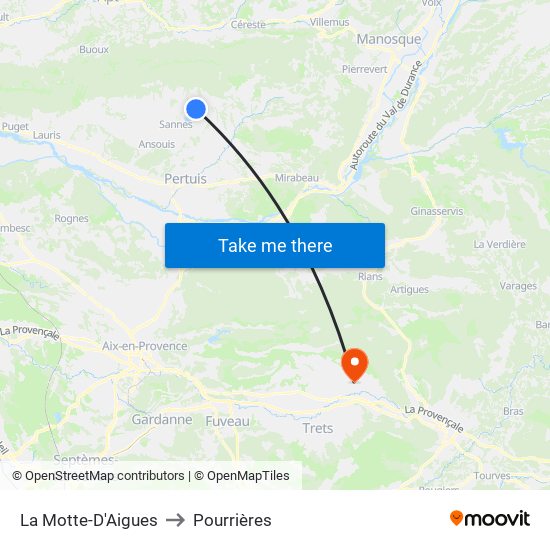 La Motte-D'Aigues to Pourrières map