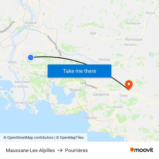 Maussane-Les-Alpilles to Pourrières map