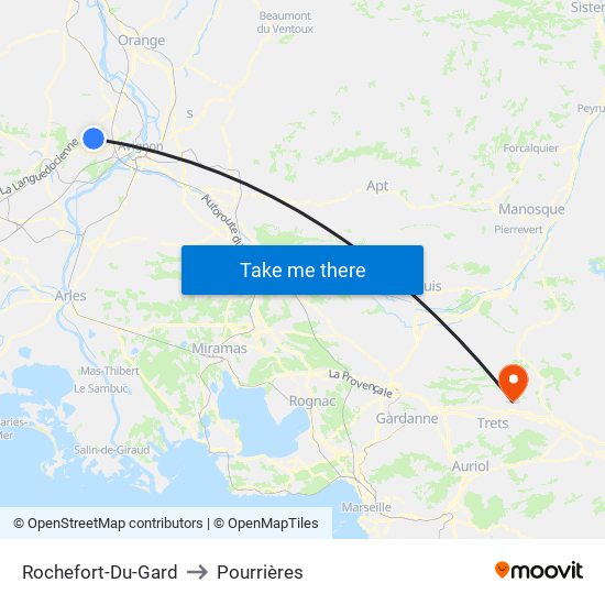 Rochefort-Du-Gard to Pourrières map