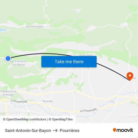 Saint-Antonin-Sur-Bayon to Pourrières map