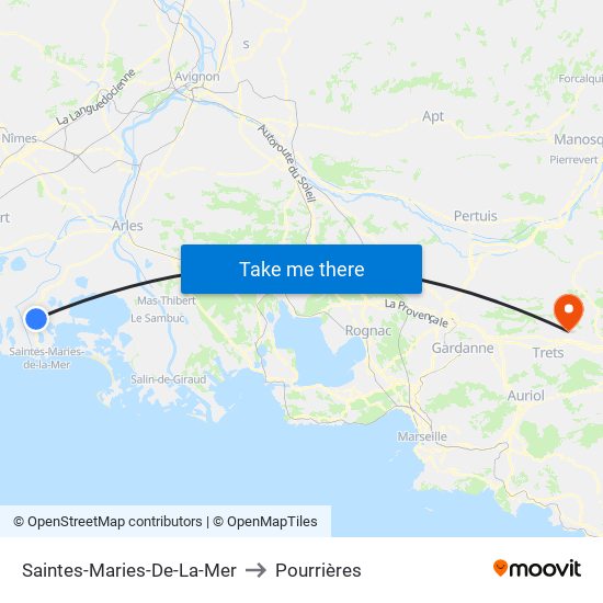 Saintes-Maries-De-La-Mer to Pourrières map