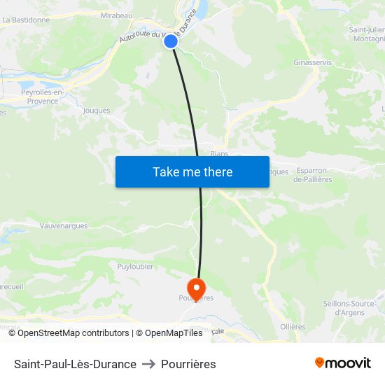 Saint-Paul-Lès-Durance to Pourrières map