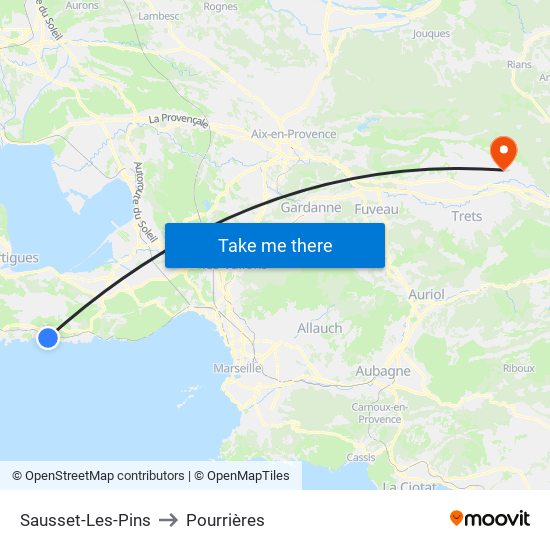 Sausset-Les-Pins to Pourrières map