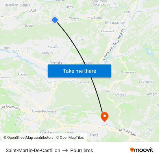 Saint-Martin-De-Castillon to Pourrières map