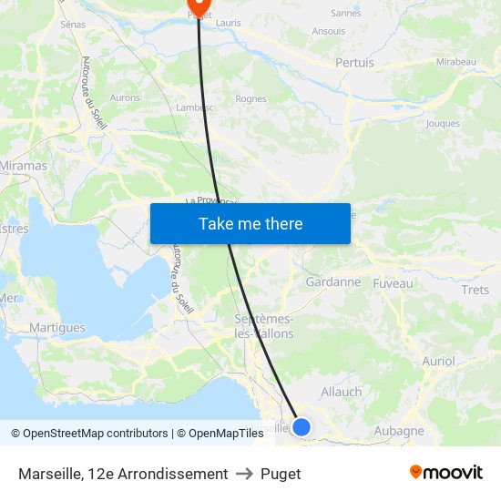 Marseille, 12e Arrondissement to Puget map
