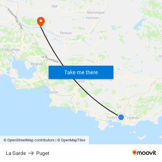 La Garde to Puget map