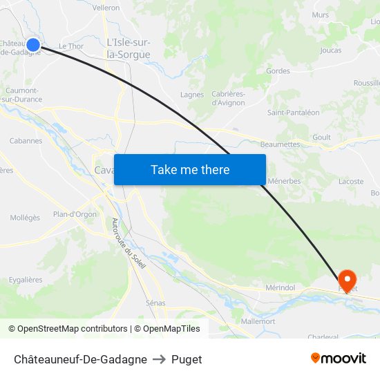 Châteauneuf-De-Gadagne to Puget map