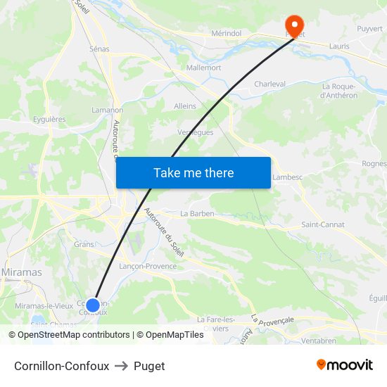 Cornillon-Confoux to Puget map