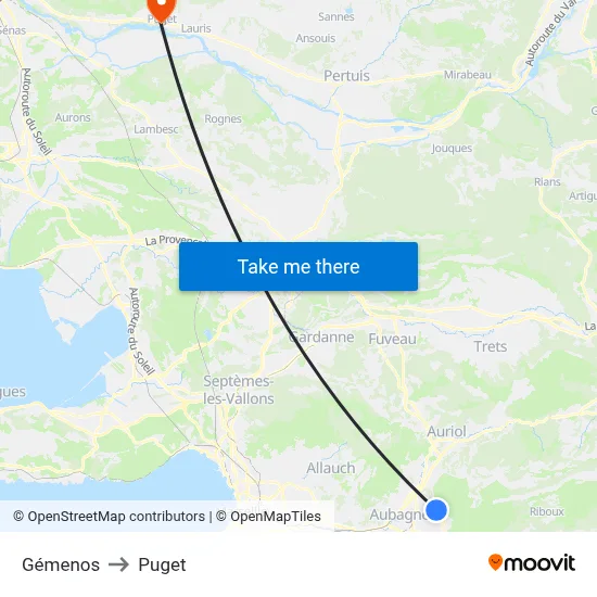 Gémenos to Puget map