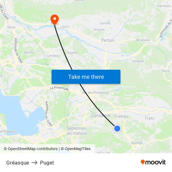 Gréasque to Puget map
