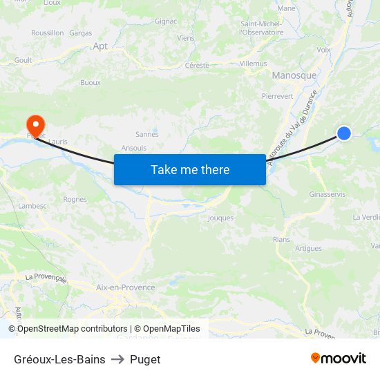 Gréoux-Les-Bains to Puget map