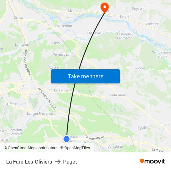 La Fare-Les-Oliviers to Puget map