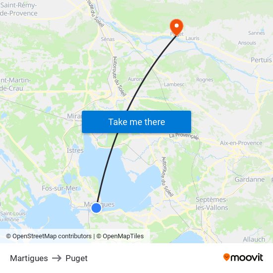 Martigues to Puget map